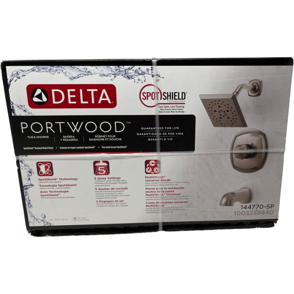 Delta Portwood Tub Shower Trim Kit 144770-SP Brushed Nickel SpotShield w/ Valve